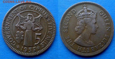 Кипр - 5 милей 1955 года до 25.03 - Кипр 5 милей 1955
