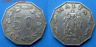 Мальта - 50 центов 1972 года до 25.03 - Мальта 50 центов 1972