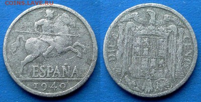 Испания - 10 сентимо 1940 года до 25.03 - Испания 10 сентимо 1940