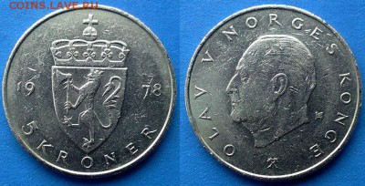 Норвегия - 5 крон 1978 года до 26.03 - Норвегия 5 крон 1978