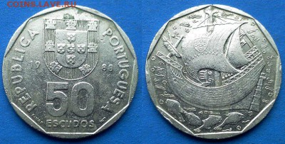 Португалия - 50 эскудо 1988 года (Парусник) до 26.03 - Португалия 50 эскудо 1988