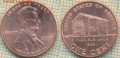 США 1 цент 2009 г., до 27.03.2019 г. 22.00 по Москве - США 1 цент 2009  5714