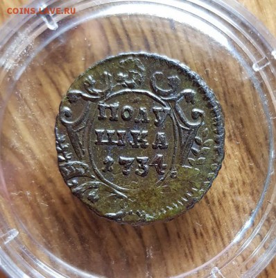 Полушка 1734г. Перечекан, гурт узор? - 20190222_220537