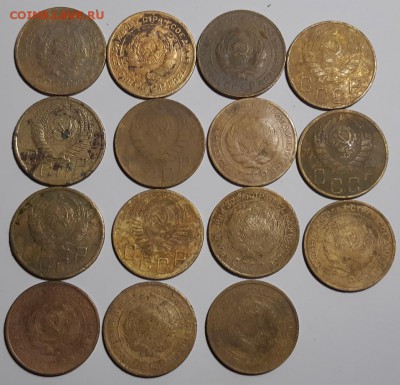 Лот не чищеной ал. бронзы 5 копеек 15 шт. с 1928 г. - 55