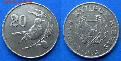 Кипр - 20 центов 1983 года (Птица) до 28.03 - Кипр 20 центов 1983