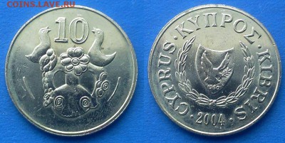 Кипр - 10 центов 2004 года до 28.03 - Кипр 10 центов 2004