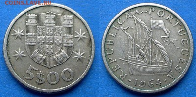 Португалия - 5 эскудо 1964 года до 28.03 - Португалия 5 эскудо 1964