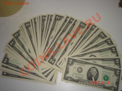 2 доллара США продам 100 купюр - 2 доллпра
