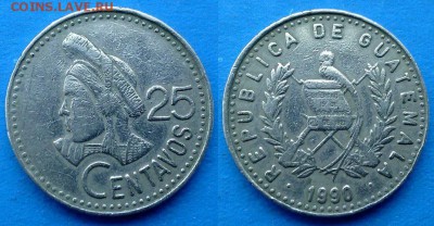 Гватемала - 25 сентаво 1990 года до 28.03 - Гватемала 25 сентаво 1990