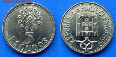 Португалия - 5 эскудо 1999 года до 28.03 - Португалия 5 эскудо 1999