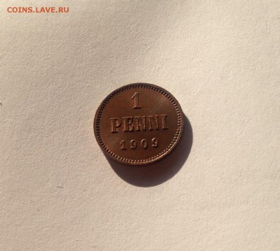 1 пенни Русская Финляндия 1909г., UNC , до 30.03.19г. - 1p9-2