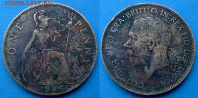 Великобритания - 1 пенни 1934 года до 28.03 - Великобритания 1 пенни 1934