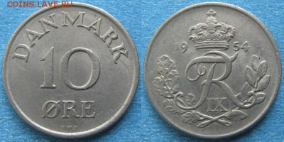 Дания 10 эре 1954  до 31-03-19 в 22:00 - Дания 10 эре 1954    9461