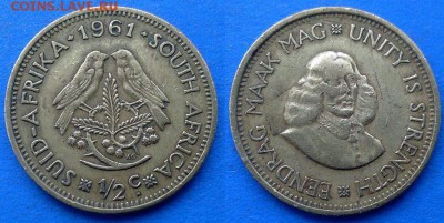 ЮАР - ½ цента 1961 года до 31.03 - ЮАР 0.5 цента 1961