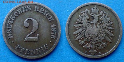 Германия - 2 пфеннига (С) 1876 года до 31.03 - Германия 2 пфеннига 1876