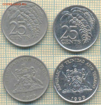 Тринидад 25 центов 1975,1999 г., до 01.04.2019 г. 22.00 по М - Тринидад 25 центов 1975 99  4073