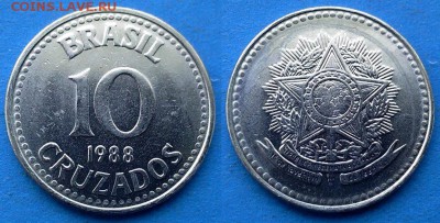 Бразилия - 10 крузадо 1988 года до 1.04 - Бразилия 10 крузадо 1988