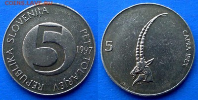 Словения - 5 толаров 1997 года до 1.04 - Словения 5 толаров 1997