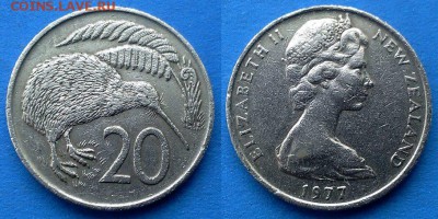 Новая Зеландия - 20 центов 1977 года до 5.04 - Новая Зеландия 20 центов 1977