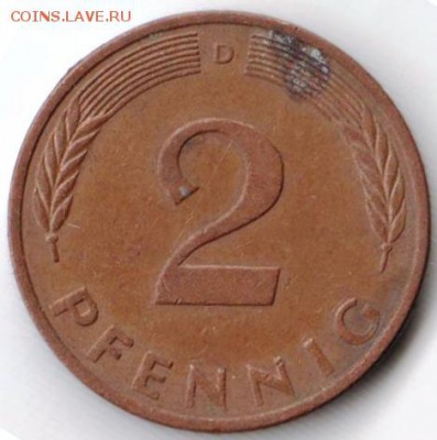 Германия 2 пфеннига 1980 г. D до 24.00 05.04.19 - 040
