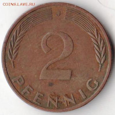 Германия 2 пфеннига 1974 г. J до 24.00 05.04.19 г. - 041
