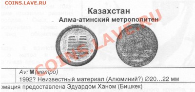 Жетоны Алматинского метрополитена - Алма-Ата.JPG