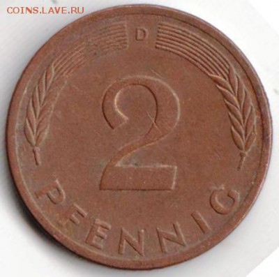 Германия 2 пфеннига 1976 г. D до 24.00 05.04.19 г. - 042