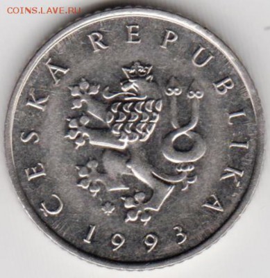 Чехия 1 крона 1993 г. до 24.00 06.04.19 г. - 010