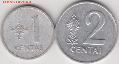 Литва 1, 2 цента 1991 г. до 24.00 06.04.19 г. - 046