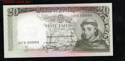 ПОРТУГАЛИЯ 20 ЭСКУДО 1964 UNC - 19 001