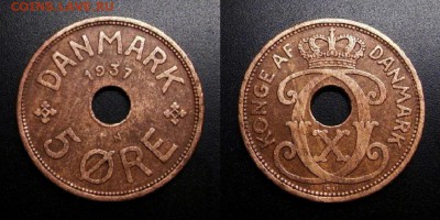 МОНЕТЫ МИРА 04-19 - Дания – 5 эре (1937)