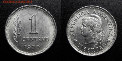 МОНЕТЫ МИРА 04-19 - Аргентина – 1 сентаво (1970)