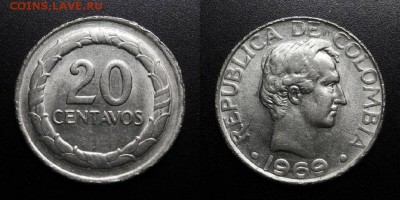 МОНЕТЫ МИРА 04-19 - Колумбия – 20 сентаво (1969)