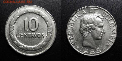 МОНЕТЫ МИРА 04-19 - Колумбия – 10 сентаво (1968)