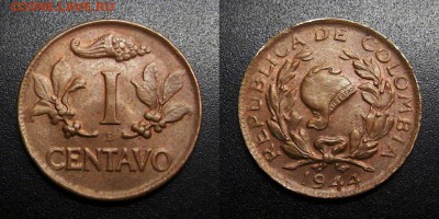 МОНЕТЫ МИРА 04-19 - Колумбия – 1 сентаво (1944 В)