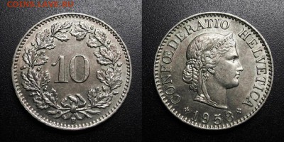 МОНЕТЫ МИРА 04-19 - Швейцария – 10 раппенов (1958)