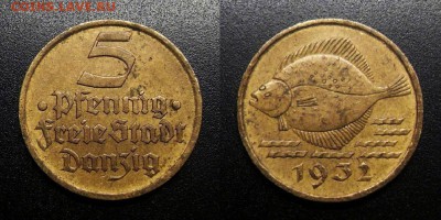МОНЕТЫ МИРА 04-19 - Данциг – 5 пфеннигов (1932) «Рыба»