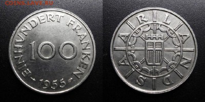 МОНЕТЫ МИРА 04-19 - Саар (Саарланд) – 100 франков (1955) №5