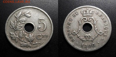 МОНЕТЫ МИРА 04-19 - Бельгия – 5 сантимов (1906)