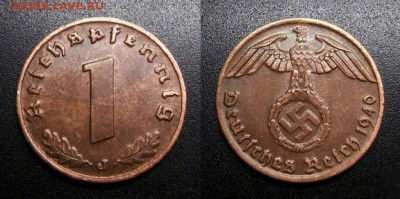 МОНЕТЫ МИРА 04-19 - Германия (3-й Рейх) – 1 рейхспфенниг (1940 J) №1