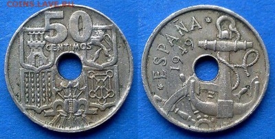 Испания - 50 сентимо (54) 1949 года до 9.04 - Испания 50 сентимо 1949