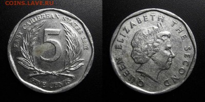 МОНЕТЫ МИРА 04-19 - Восточные Карибы – 5 центов (2002) «Елизавета II»