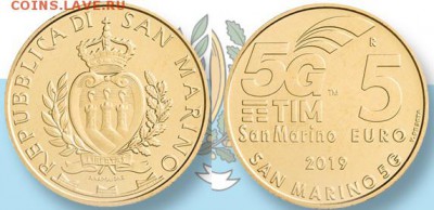 Сан-Марино 5 евро 2019 5G - Сан-Марино, 5 евро, 2019г., 5G