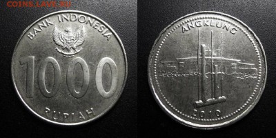 МОНЕТЫ МИРА 04-19 - Индонезия – 1000 рупий (2010) «Ангклунг – индонезийский музыкальный инструмент» №1