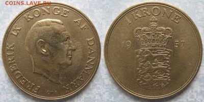 Дания 1 крона 1957 до 09-04-19 в 22:00 - Дания 1 крона 1957    160-ак4-3670