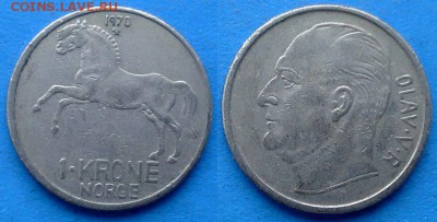 Норвегия - 1 крона 1970 года (Лошадь) до 10.04 - Норвегия 1 крона 1970