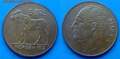 Норвегия - 5 эре 1972 года (Лось) до 10.04 - Норвегия 5 эре 1972