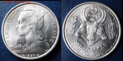 МАДАГАСКАР 5 франков 1953 год До 08.04 В 22-00МСк - мадагаск