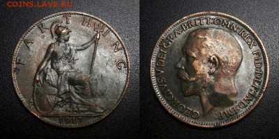 МОНЕТЫ МИРА 04-19 - Великобритания – 1 фартинг (1917) «Георг V»