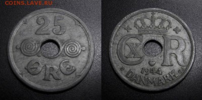МОНЕТЫ МИРА 04-19 - Дания – 25 эре (1944) цинк